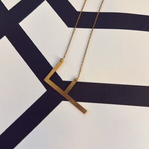 Gold Geometric “F” Initial Pendant Necklace